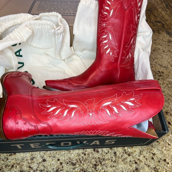 Tecovas | LE! The Annie Eagle 🦅 🇺🇸 Barn Red Cowhide | Genuine Ostrich | 11B - Picture 11 of 16